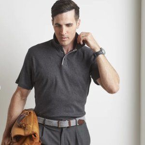 NWT Men's Left Coast Tee Dark Grey 100% Cotton Polo Shirt Size XL